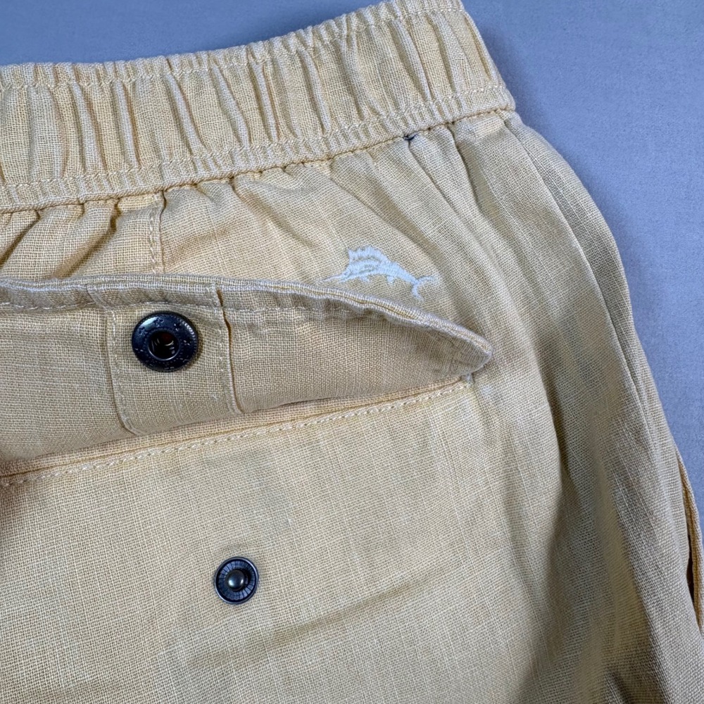 Tommy Bahama Linen The Dream Cargo 9 Shorts Mens Medium Wicker Yellow New - Picture 8 of 8